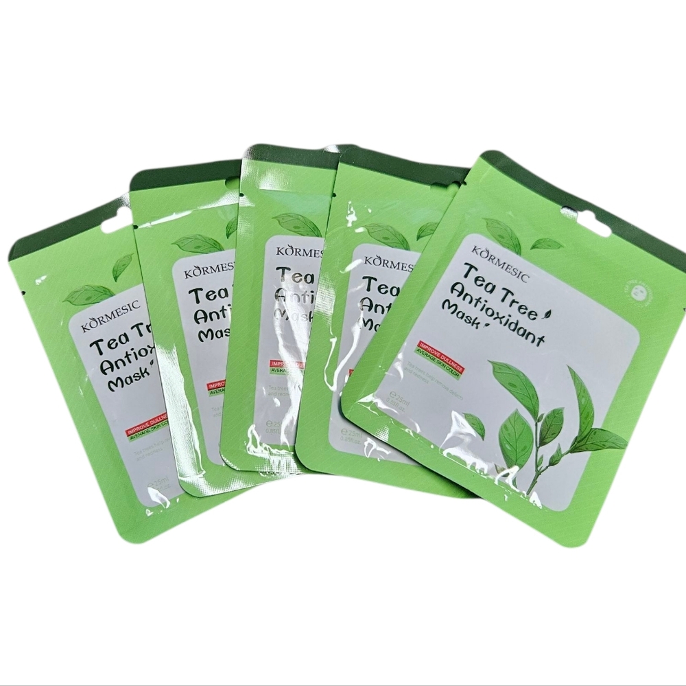 Tea Tree Face Mask Set of 5 Korean Skincare Kormesic Antioxidant Masks